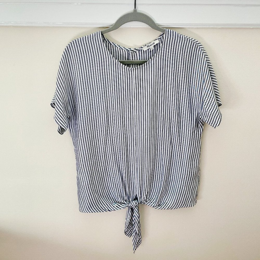 Madewell Button-Back Tie Tee in Classon Stripe - Size S